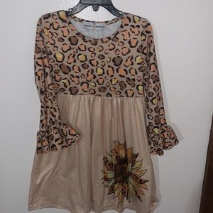 Boutique girls cheetah print with sunflower dress